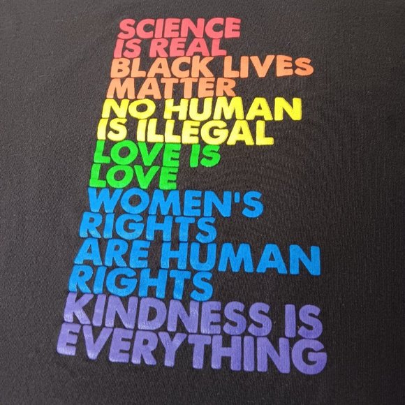 Rainbow Human Rights XXL T Shirt Science Black Lives Matter Love Kindness - Picture 2 of 7